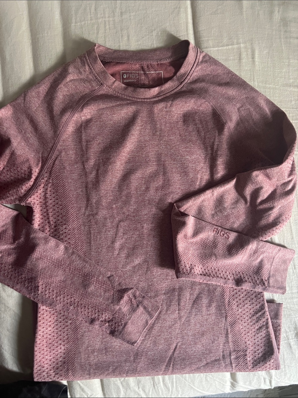 Figs Mauve Long Sleeve Seamless Crew Top